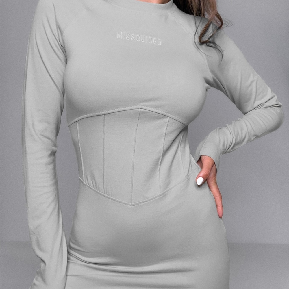 Gray Missguided Corset Waist Dress